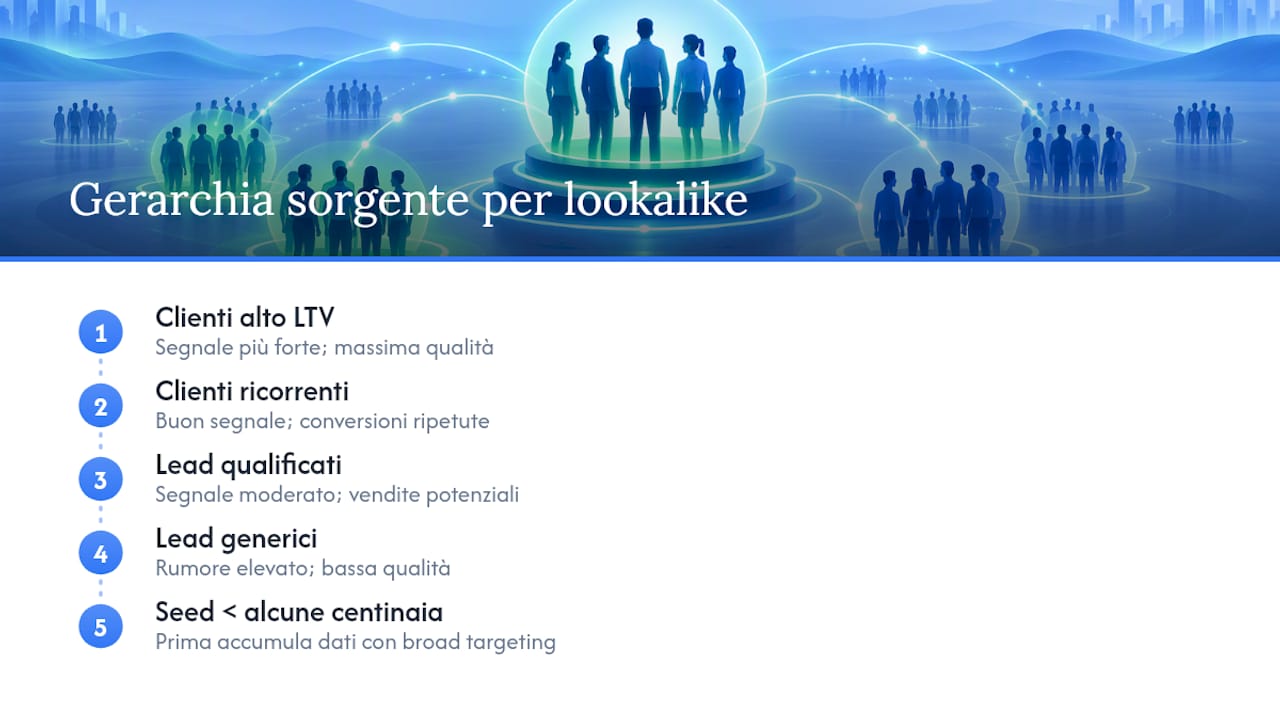 Gerarchia delle fonti per il lookalike