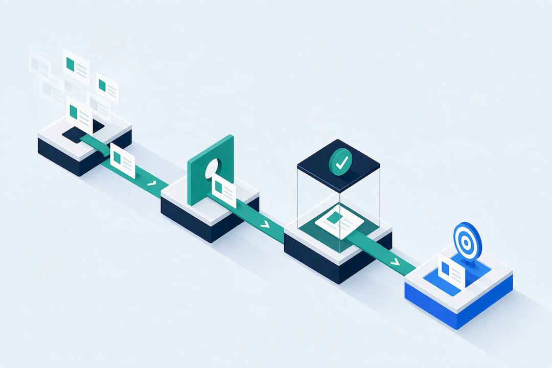Illustrazione isometrica del funnel di generazione lead B2B