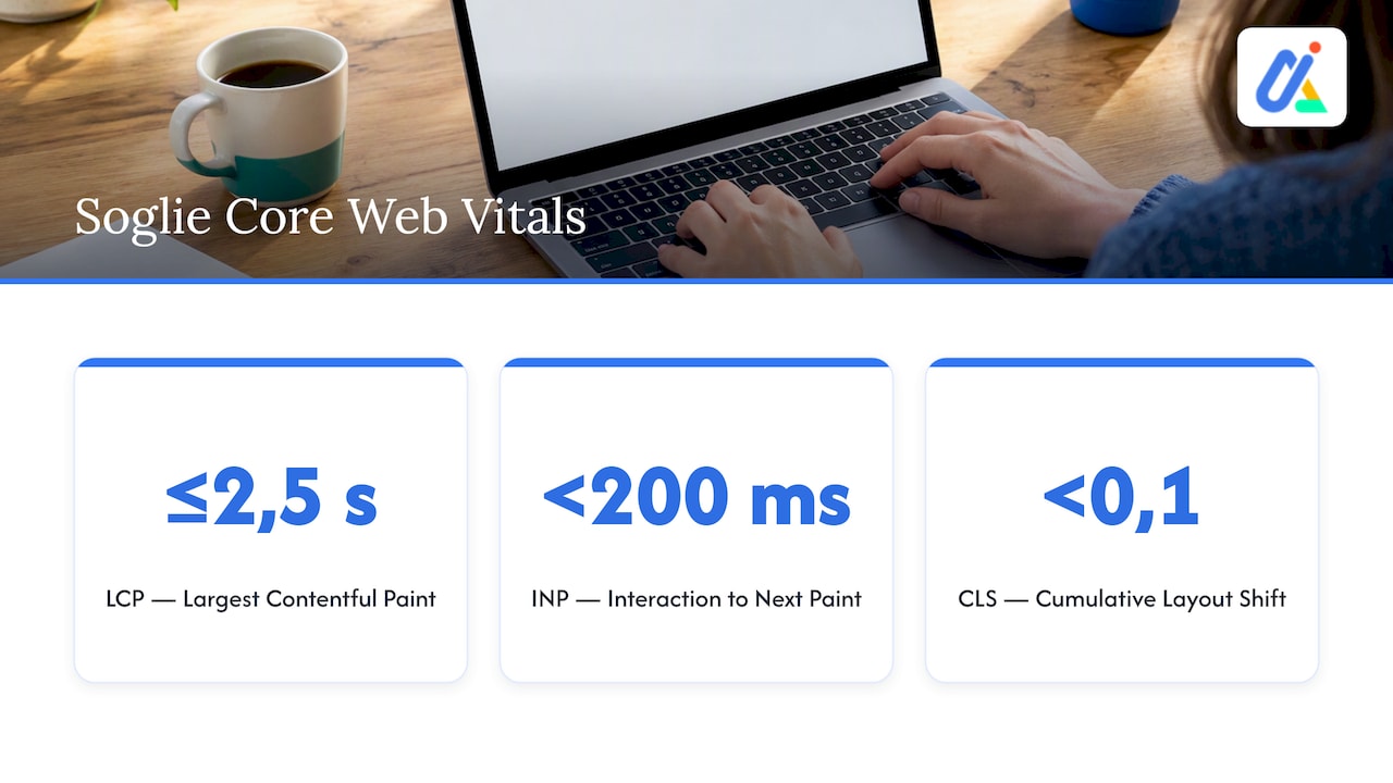 Soglie consigliate per le tre Core Web Vitals
