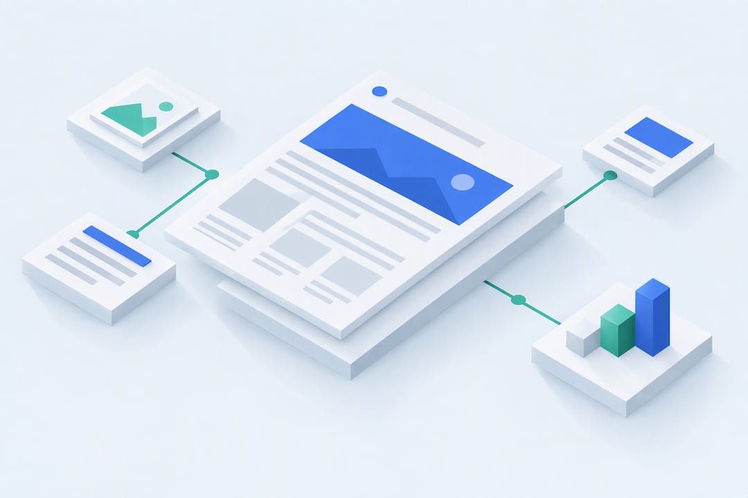 Strati geometrici che rappresentano la struttura SEO on-page