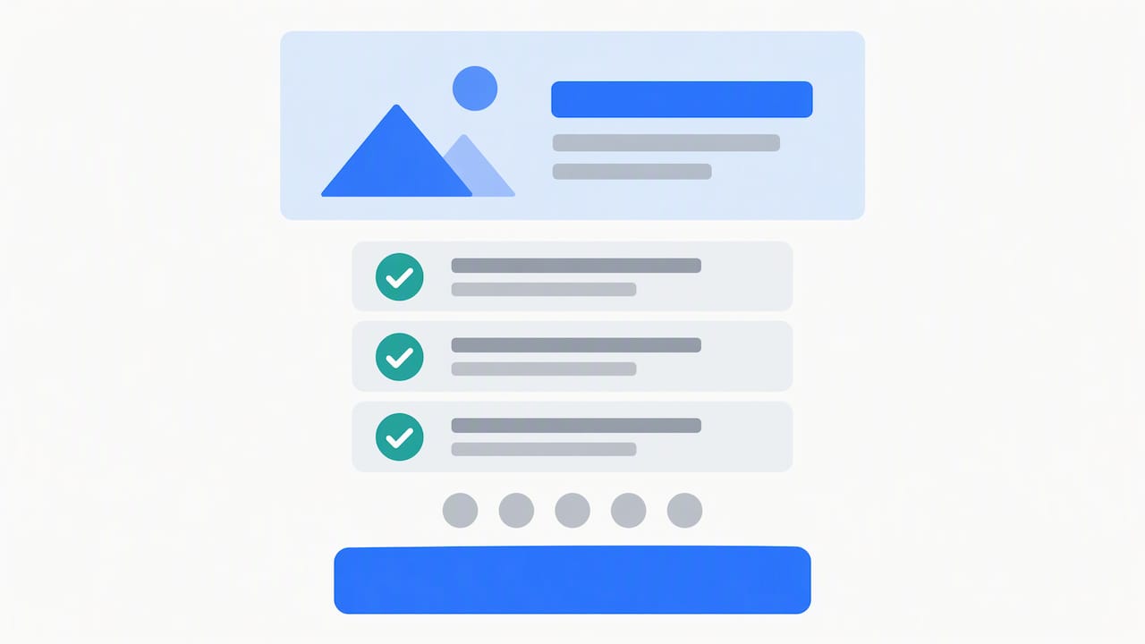Struttura di una landing page con un chiaro invito all'azione