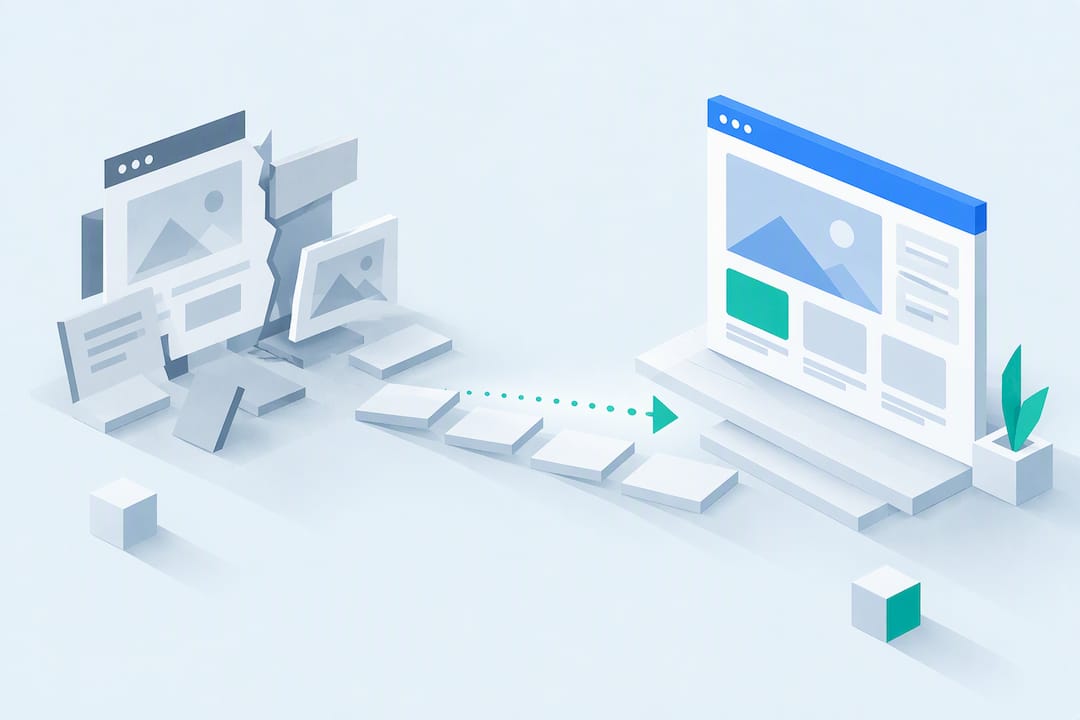 Illustrazione geometrica di una riprogettazione del sito web