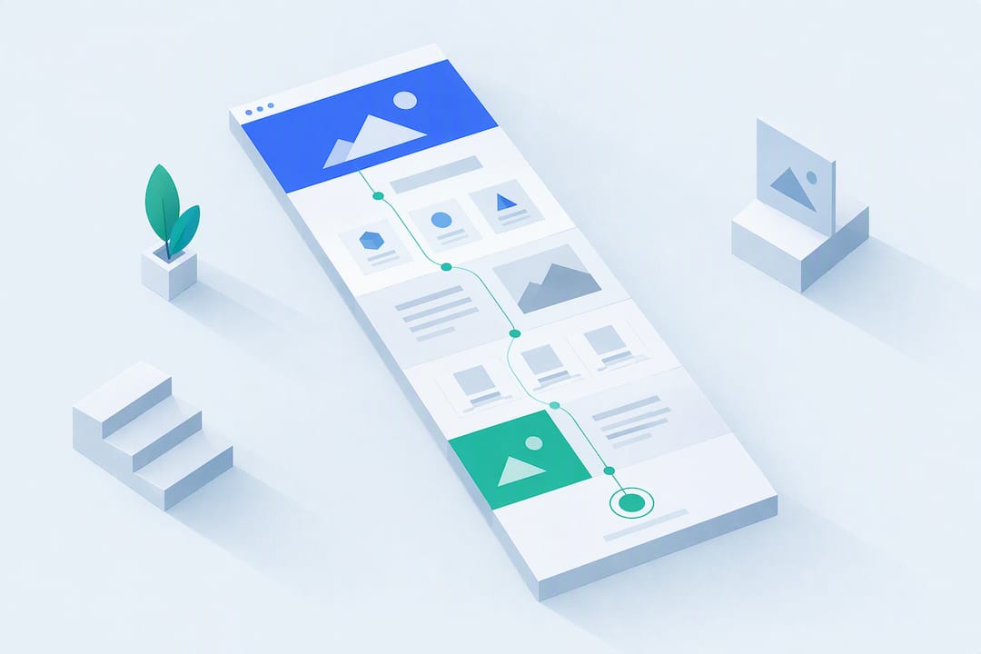 Illustrazione isometrica di una pagina web modulare