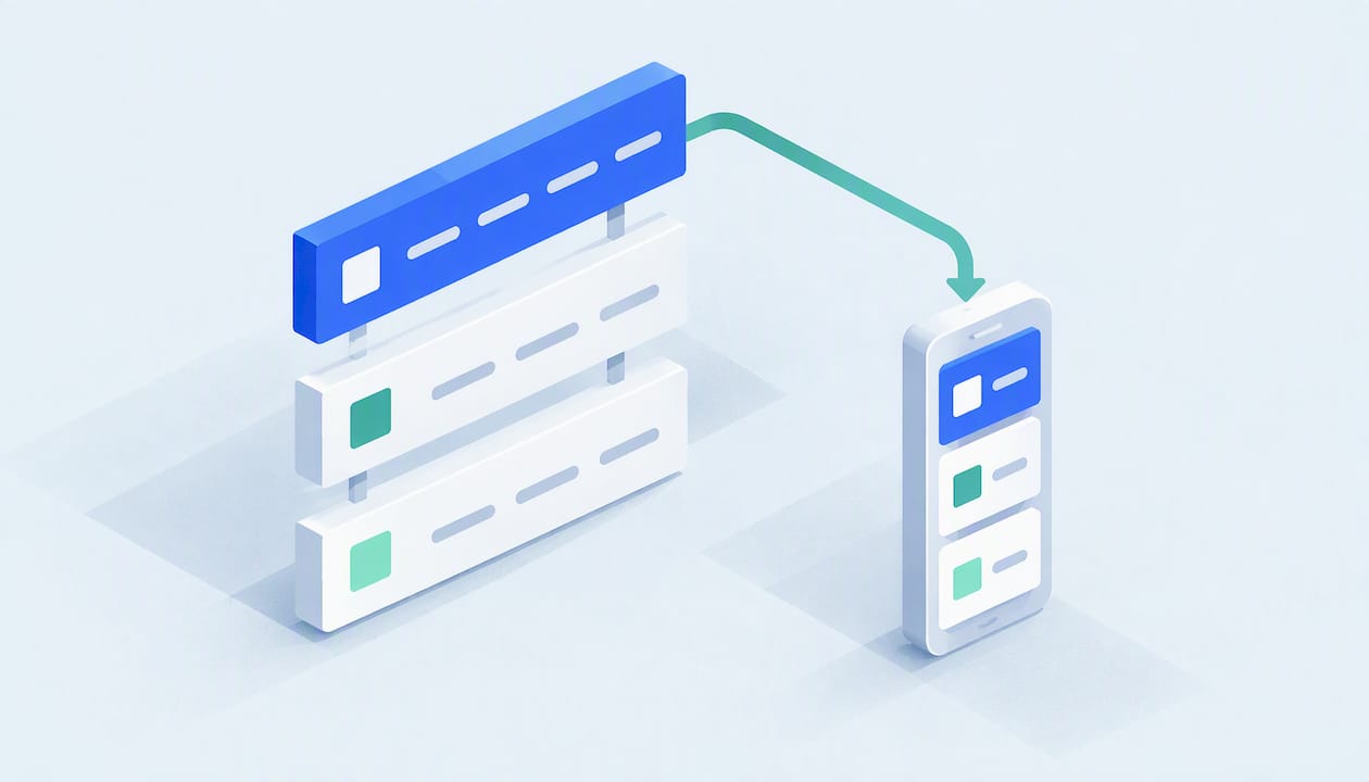Illustrazione geometrica di un menu responsive